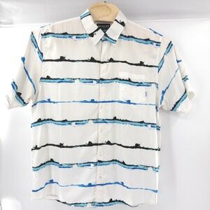 Scales White with Black/Blue Marlin Stripe Performance Fishing Shirt Men XL